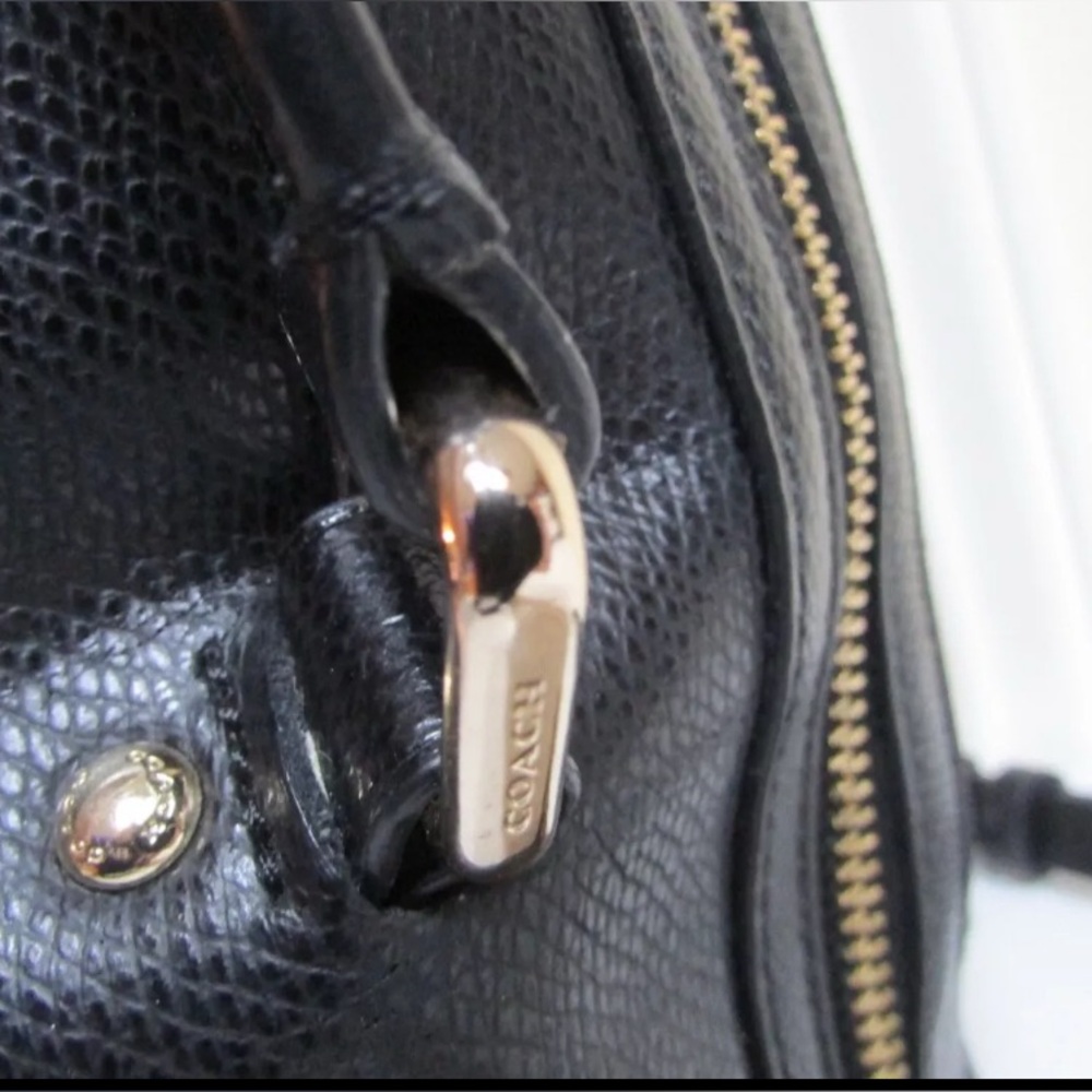 Coach Pleated Leather Tote Navy Blue - Picture 10 of 12